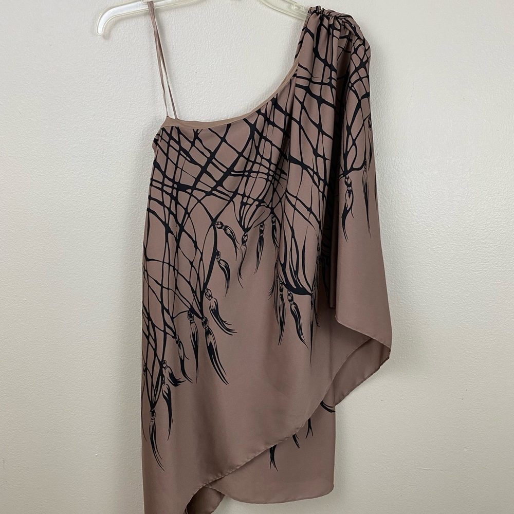 Max & Cleo One Shoulder Asymmetrical Draped Dress